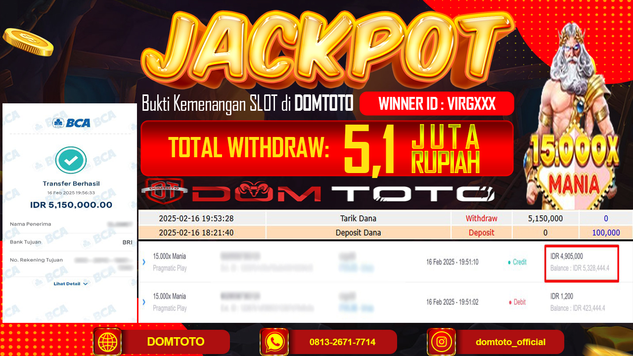 JACKPOT SLOT 15.000X MANIA 16 FEBRUARI 2025